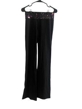 VINTAGE Pink Victoria's Secret Flare Yoga Pants Leggings XS Galaxy Waistband